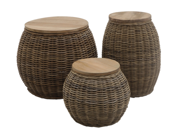 BONGO - Round wicker garden side table by Il Giardino di Legno - view 3